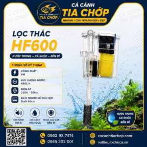 LỌC THÁC COCO HF-600 – LỌC TREO HỒ CÁ 40–50CM, NHỎ GỌN, DỄ DÙNG