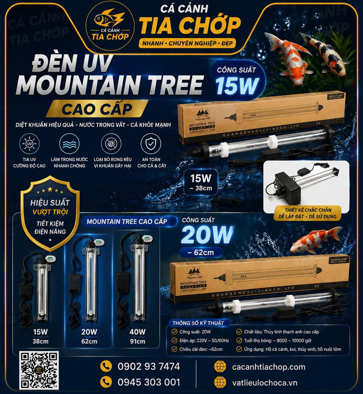 đèn uv cao cấp moutain tree 40wđèn uv cao cấp moutain tree 40w