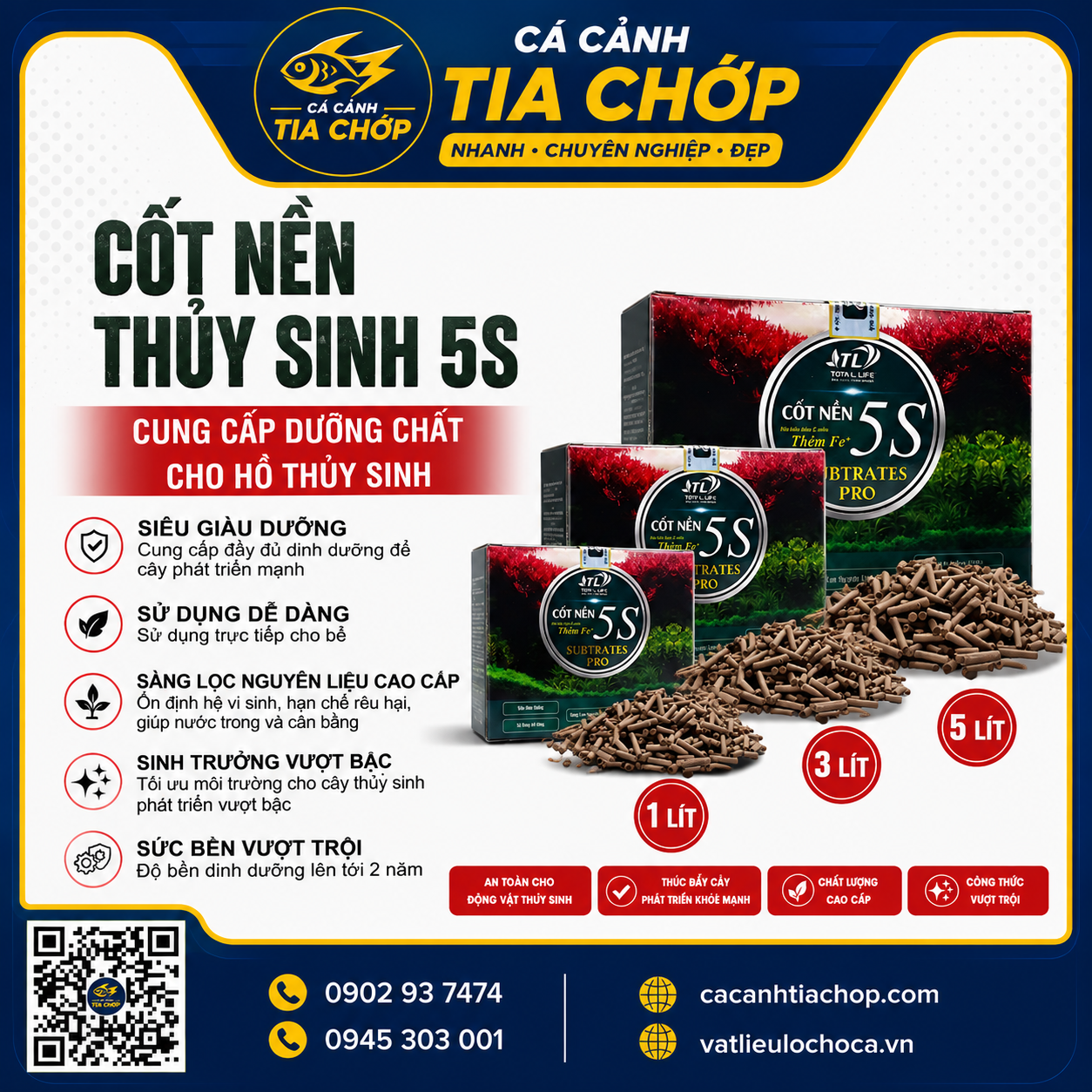 CỐT NỀN THỦY SINH 5S – GIÚP CÂY PHÁT TRIỂN KHỎE, BỘ RỄ BÁM TỐT