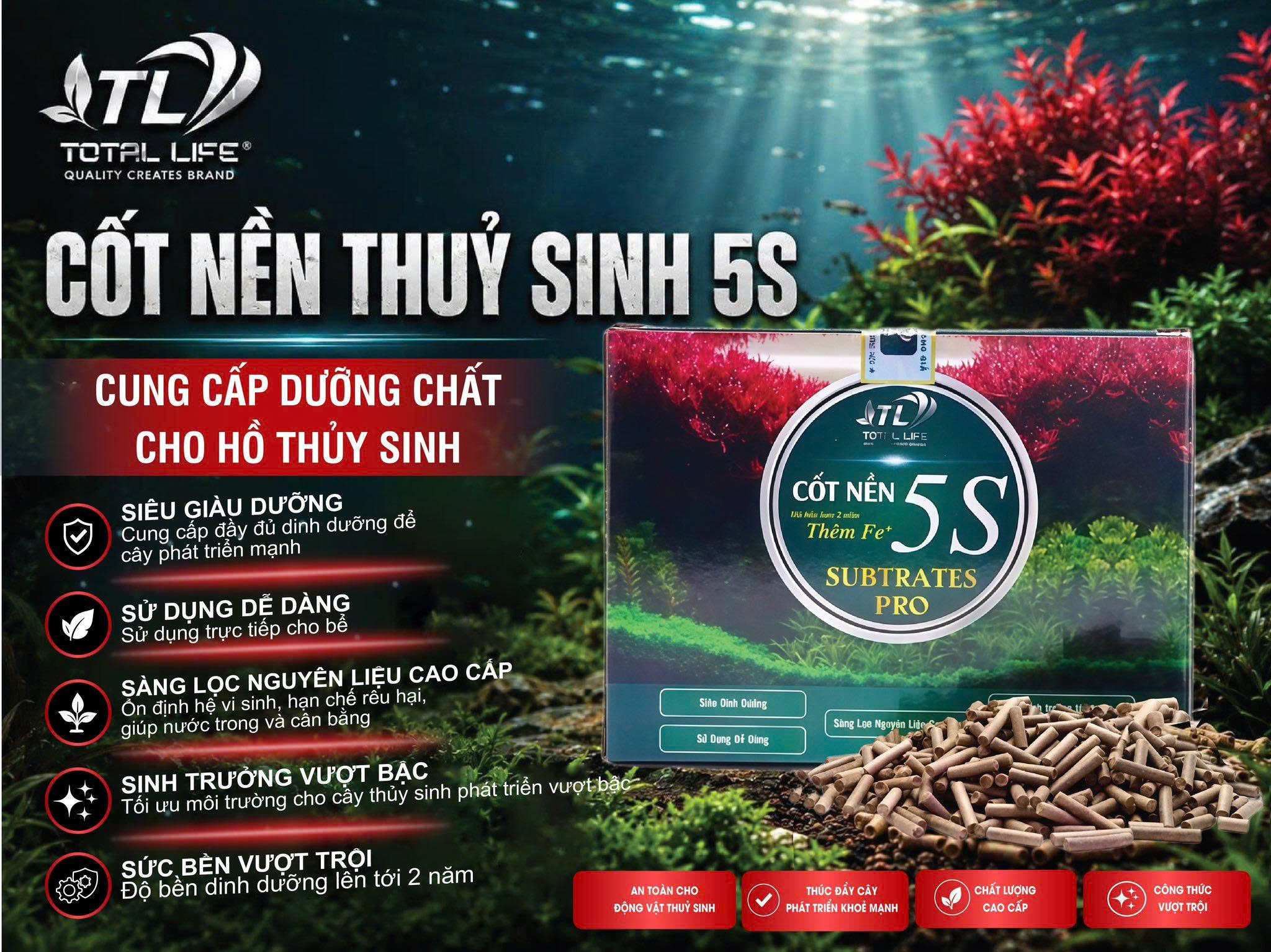 CỐT NỀN THỦY SINH 5S – GIÚP CÂY PHÁT TRIỂN KHỎE, BỘ RỄ BÁM TỐT