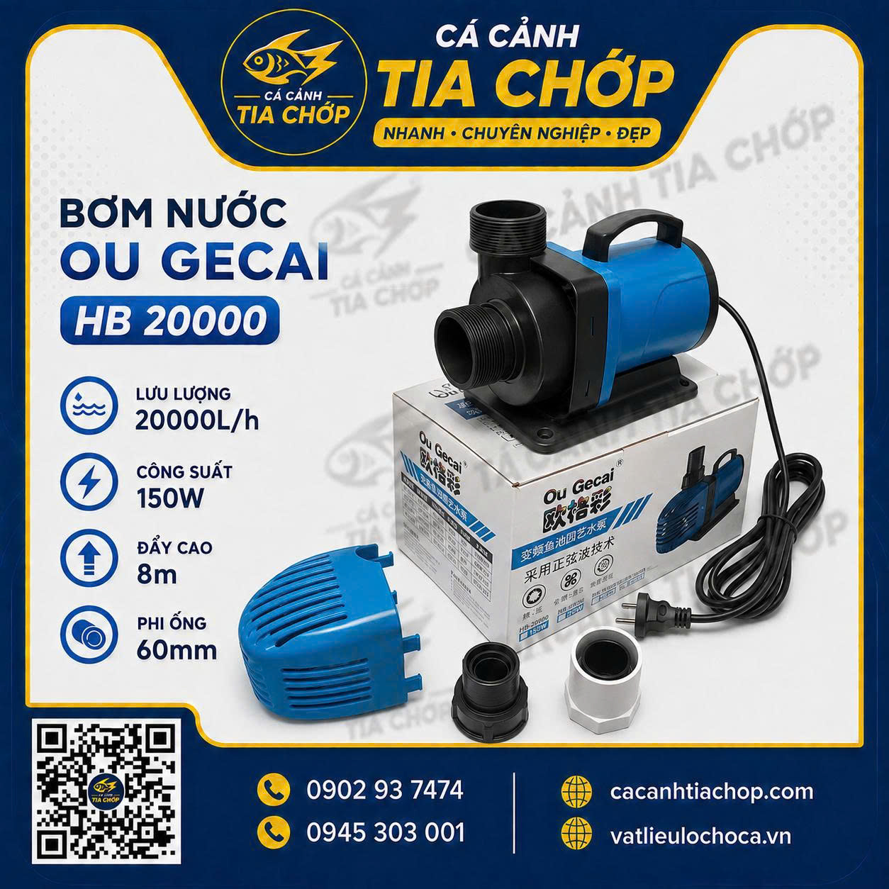 BƠM NƯỚC GECAI HB 20000 – SỨC MẠNH VƯỢT TRỘI CHO MỌI HỆ THỐNG HỒ CÁ