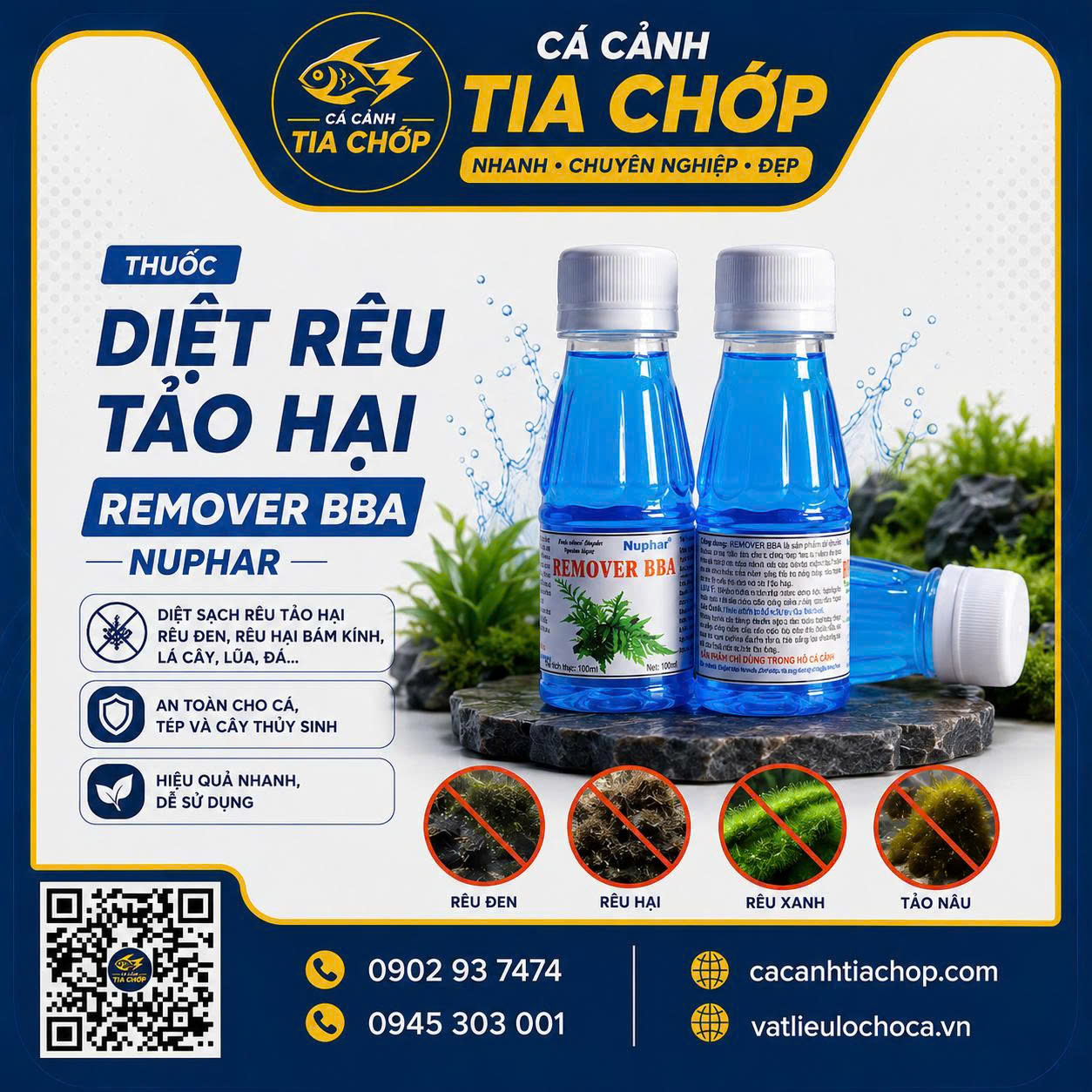 Remover BBA Nuphar – Đặc Trị Rêu Đen, Rêu Chùm Hiệu Quả Cho Hồ Thủy Sinh