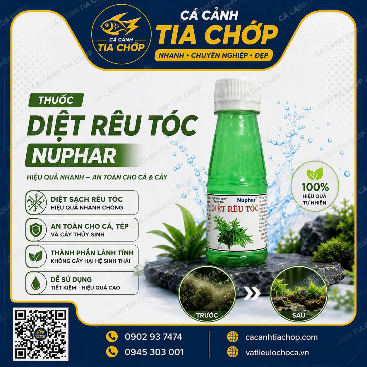Diệt Rêu Tóc Nuphar Chai Xanh Lá – Giải Pháp Cho Hồ Thủy Sinh Luôn Trong Sạch