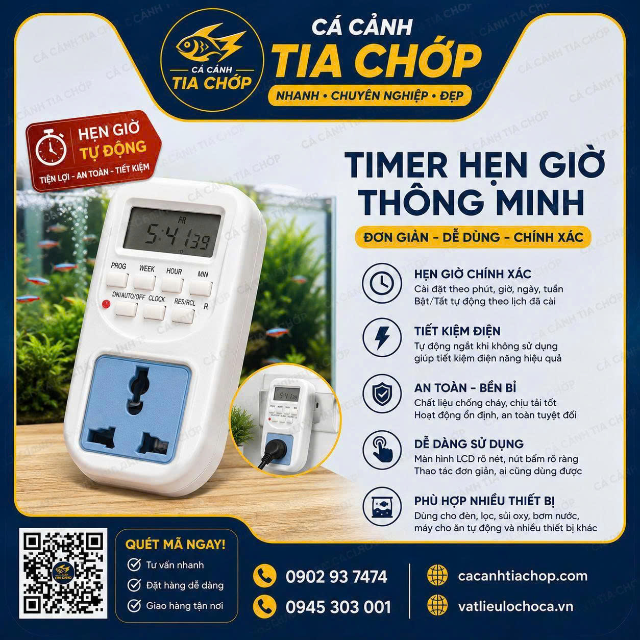 ĐỪNG ĐỂ SỰ BẬN RỘN LÀM ẢNH HƯỞNG ĐẾN HỒ CÁ CỦA BẠN!-TIMER HẸN GIỜ TỰ ĐỘNG